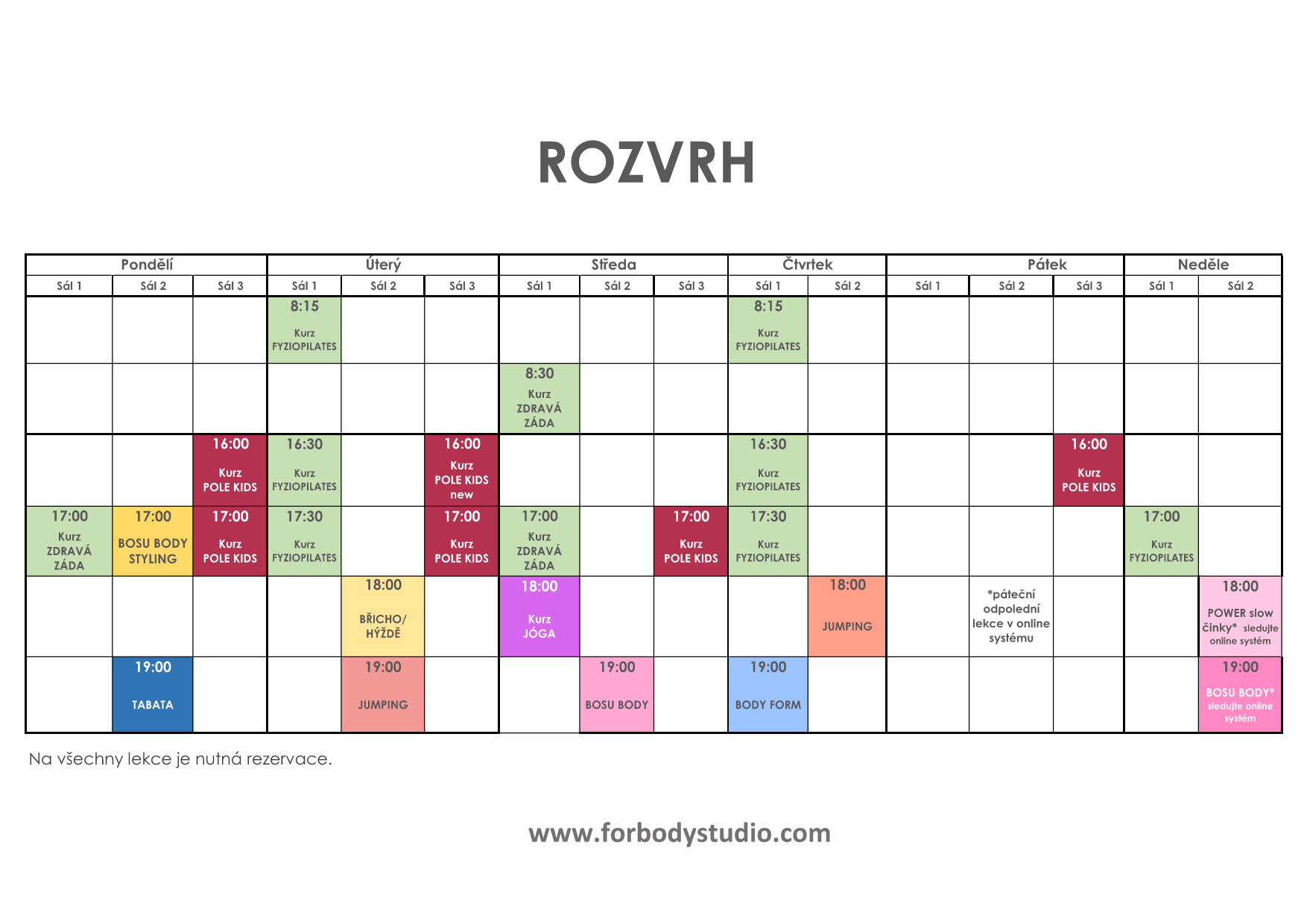 rozvrh