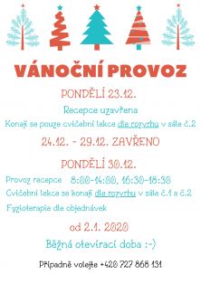 Vánoční provozní doba